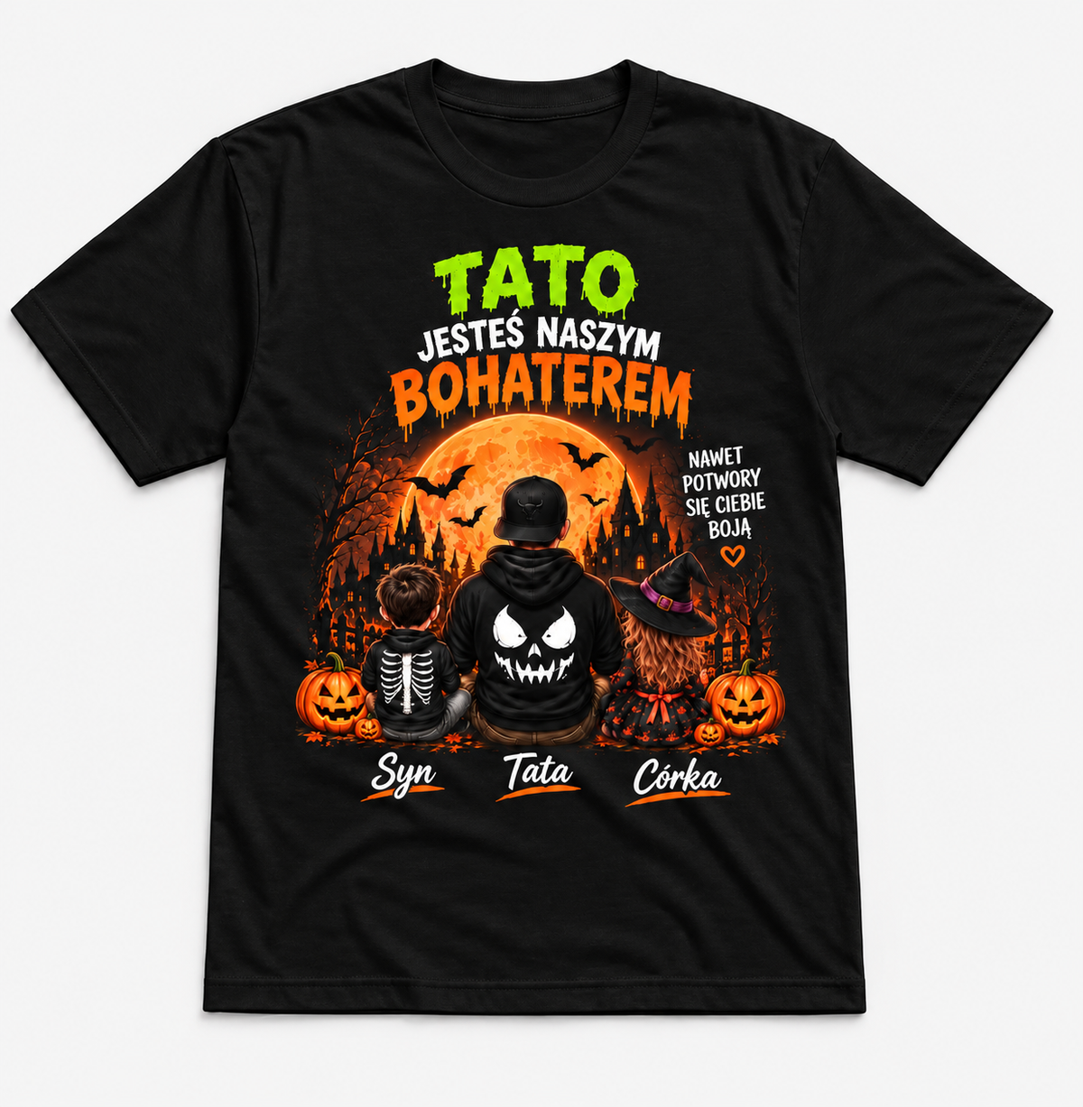 Tato — Nasz Bohater, czarna koszulka, nadruk z przodu